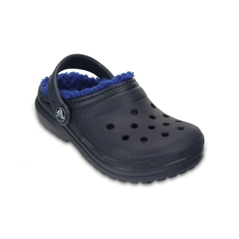 Crocs Kids Classic Fuzz Lined Clog (laivastonsininen / cerulean sininen) viehättää