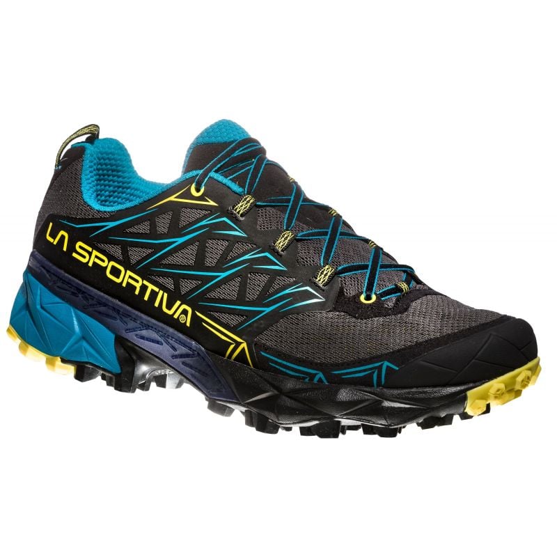 La Sportiva Akira (Carbon/Tropic Blue) Men's Trail Shoe