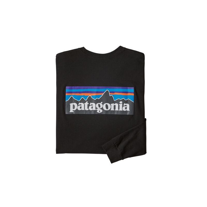 Pitkähihainen toppi Patagonia L/s P-6 Logo Responsibili-tee (Musta)