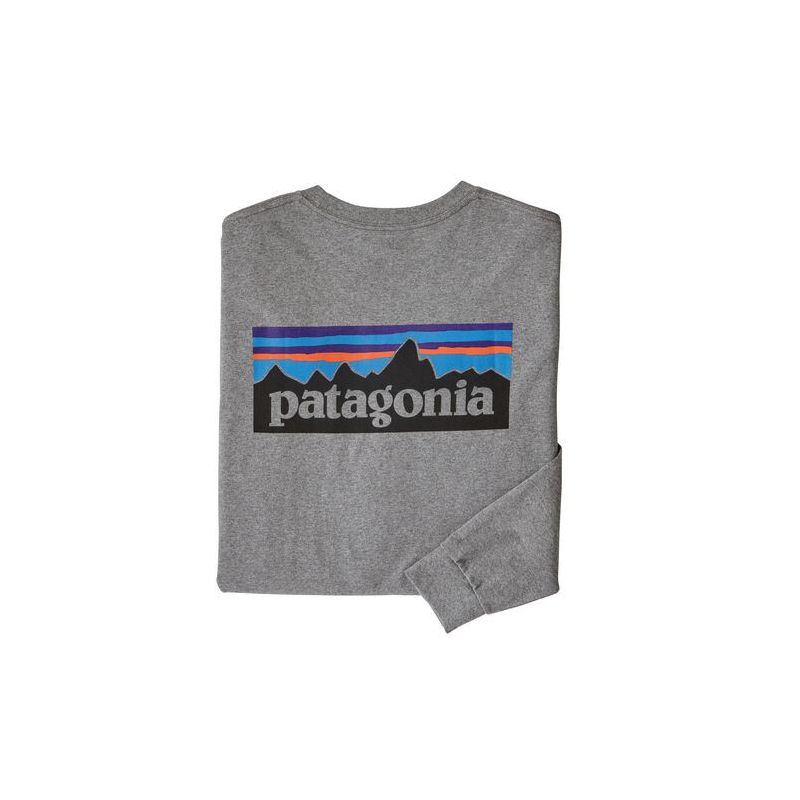 Pitkähihainen T-paita Patagonia L/s P-6 Logo Responsibili-tee (Gravel Heather) mies
