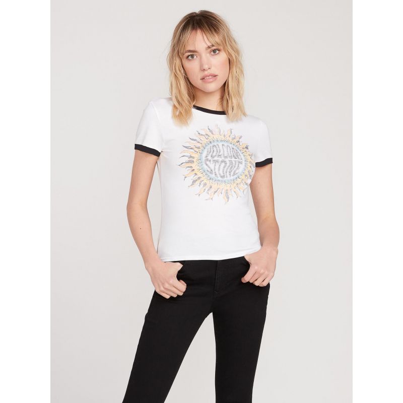 Camiseta VOLCOM GO FASTER RINGER (blanca) Mujer