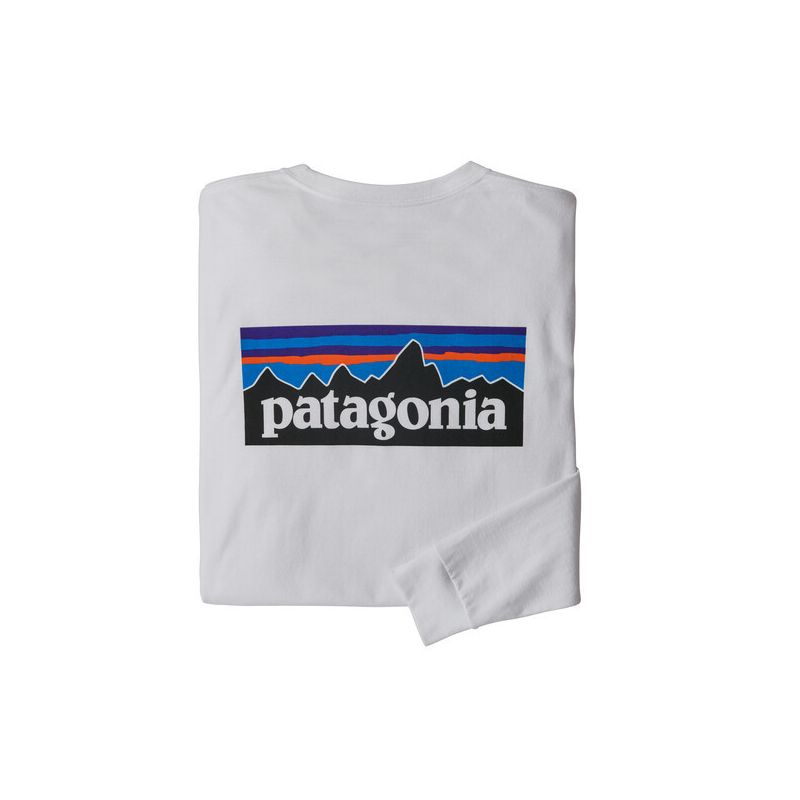 Långärmad T-shirt Patagonia L/s P-6 Logo Responsibili-tee (Vit)