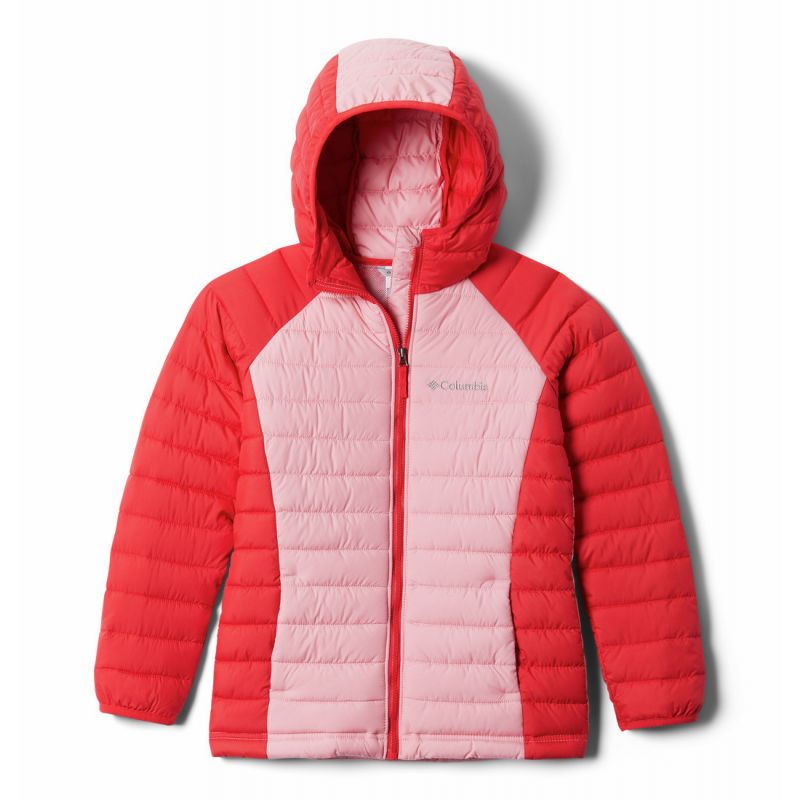 Pigejakke med hætte Columbia Girls Powder Lite (Red Lily, Pink)