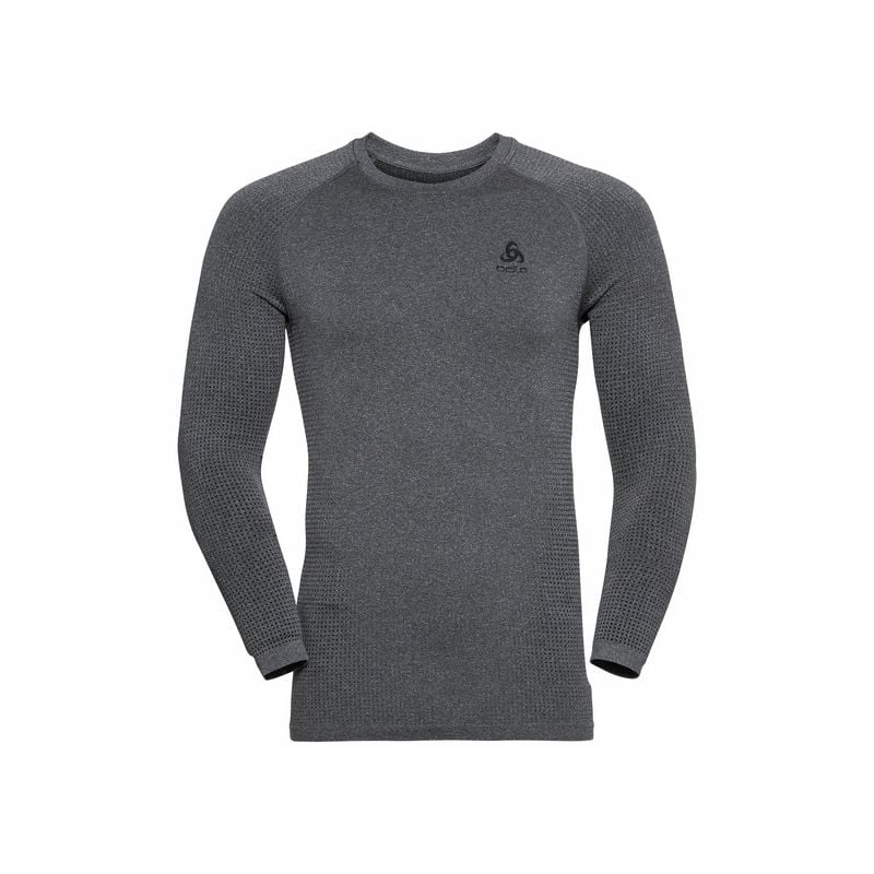 ODLO PERFORMANCE WARM ECO langermet teknisk t-skjorte (grå Melange - svart) Herrer
