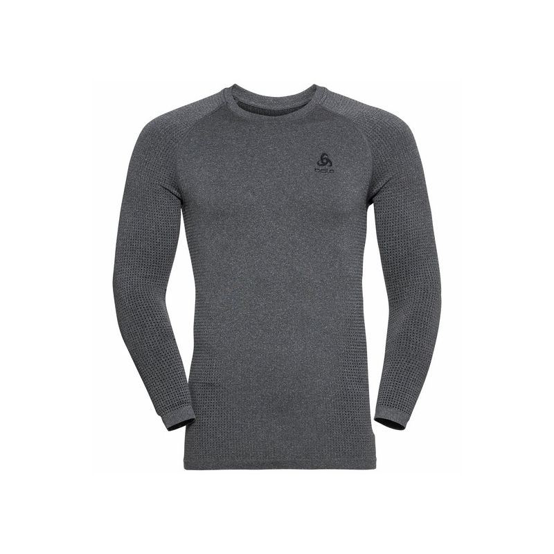 ODLO PERFORMANCE WARM ECO Pitkähihainen tekninen t-paita (harmaa Melange - Musta) Miehet