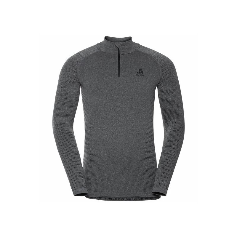 Teknisk t-skjorte med stående krage ½ glidelås Odlo PERFORMANCE WARM ECO (gråmelert - svart) Herre