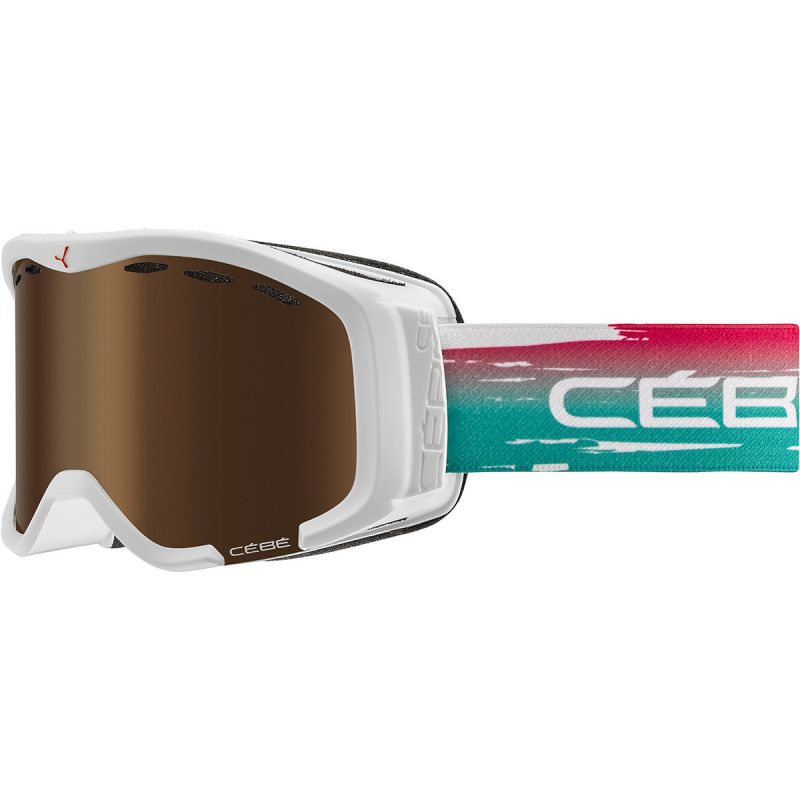 Maschera da sci per bambini Cébé Cheeky (White Sunrise Dark Pink Gold Cat.3)
