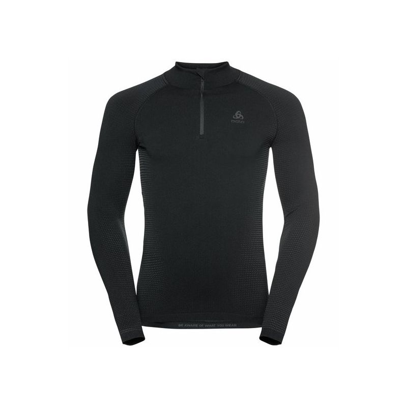 Tekninen ½ vetoketjullinen T-paita Odlo performance warm eco (musta - New Odlo Graphite Grey) Mies