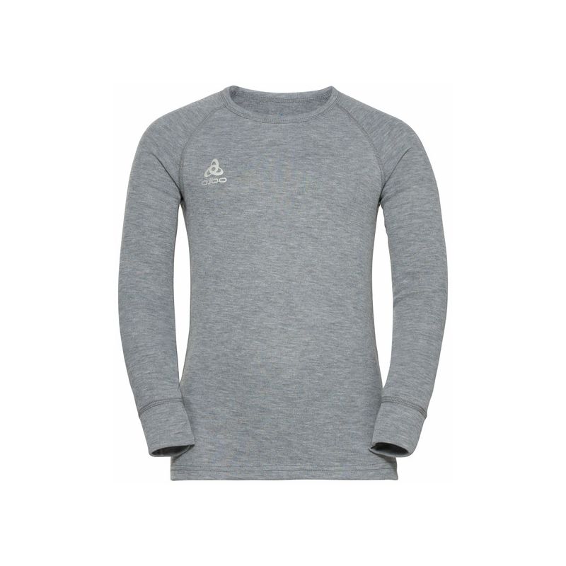 ODLO Active Warm Eco (grijs gemêleerd) technisch T-shirt met lange mouwen en ronde hals voor kinderen