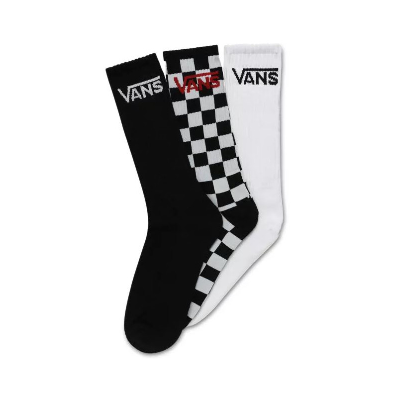 Lots chaussettes Vans Mn Classic Crew 3 paires - 43/47.5 (Black/checkerboard)
