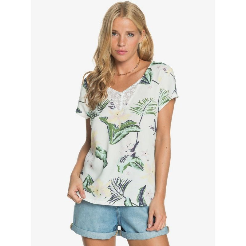 Frauen Roxy Paradies Geschichten (Schnee weiß große Praslin) T-shirt