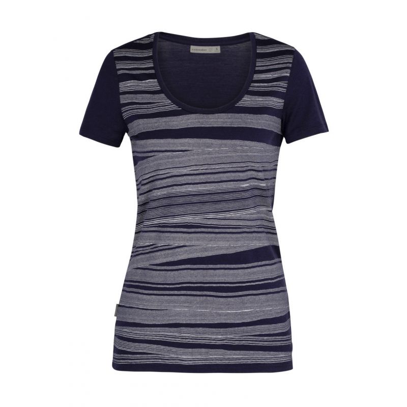 T-shirt ICEBREAKER Tech Lite Ss Scoop 1000 Lines (Midnight Navy) Kvinde