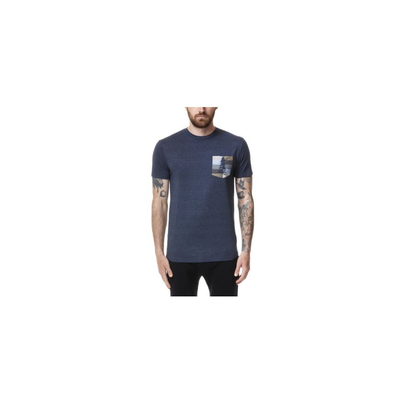 Männer Tentree Fichte Streifen Tasche Tee (Kleid blau Heather)
