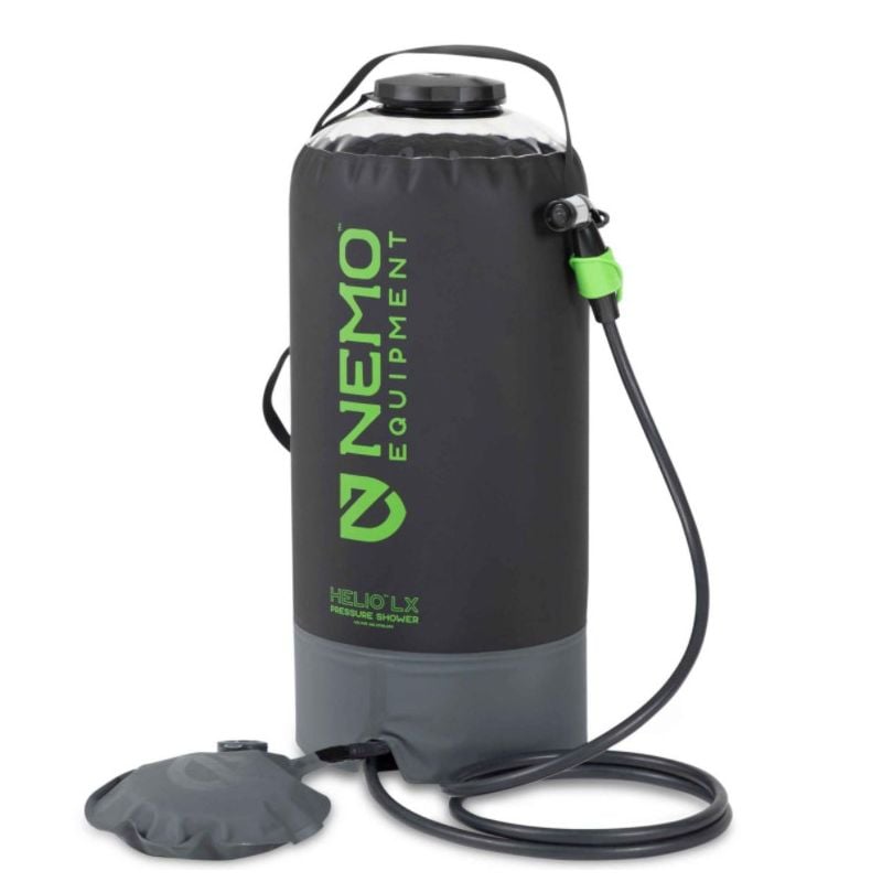 Ducha a presión portátil NEMO Ducha a presión Helio Lx (Negro/Verde manzana)
