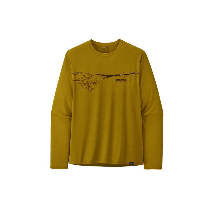 Patagonia M&39s L/s Cap Cool Daily Graphic skjorte (Cochamo Crack: Textile Green X-dye) Langermet T-skjorte for menn