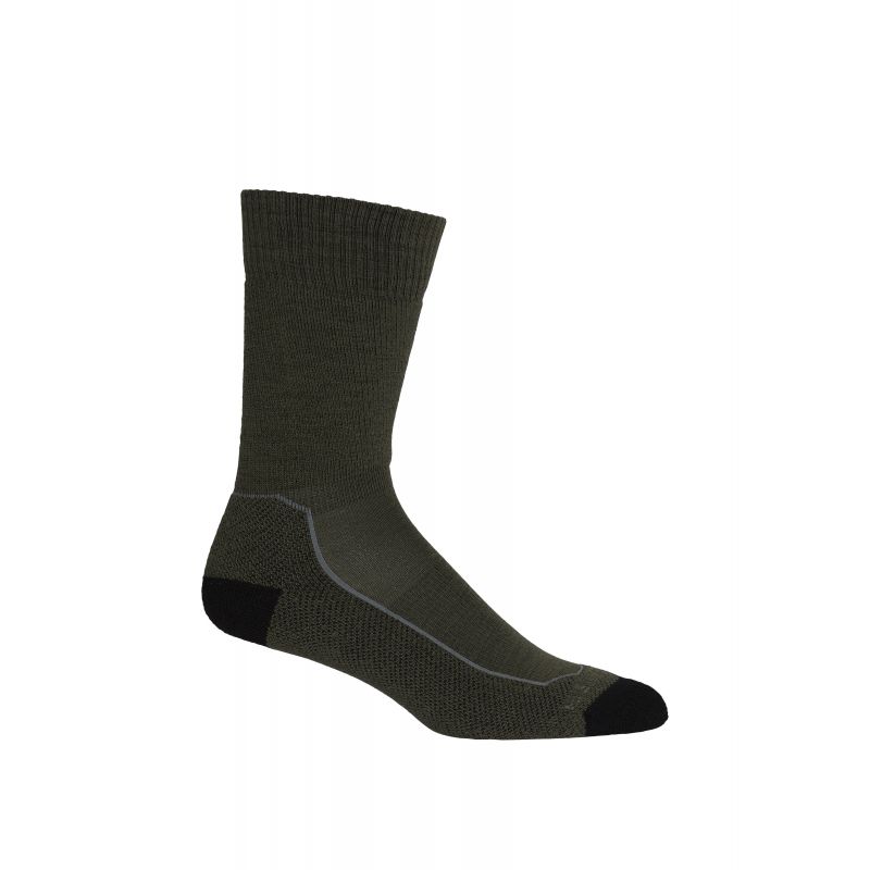 Hike+ Medium Crew vandringsstrumpor (Loden/Svart/Gristone Heather) - Herr Icebreaker