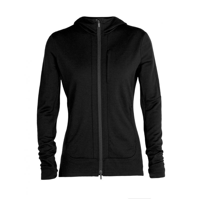 Polaire Icebreaker Quantum III Ls Zip Hood (Black) femme