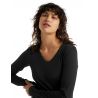 Haut Wmns 200 Oasis Ls V Icebreaker femme (Black/Snow Stripe)