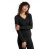 Haut Wmns 200 Oasis Ls V Icebreaker femme (Black/Snow Stripe)