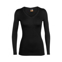 Haut Wmns 200 Oasis Ls V Icebreaker femme (Black/Snow Stripe)