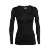 Haut Wmns 200 Oasis Ls V Icebreaker femme (Black/Snow Stripe)