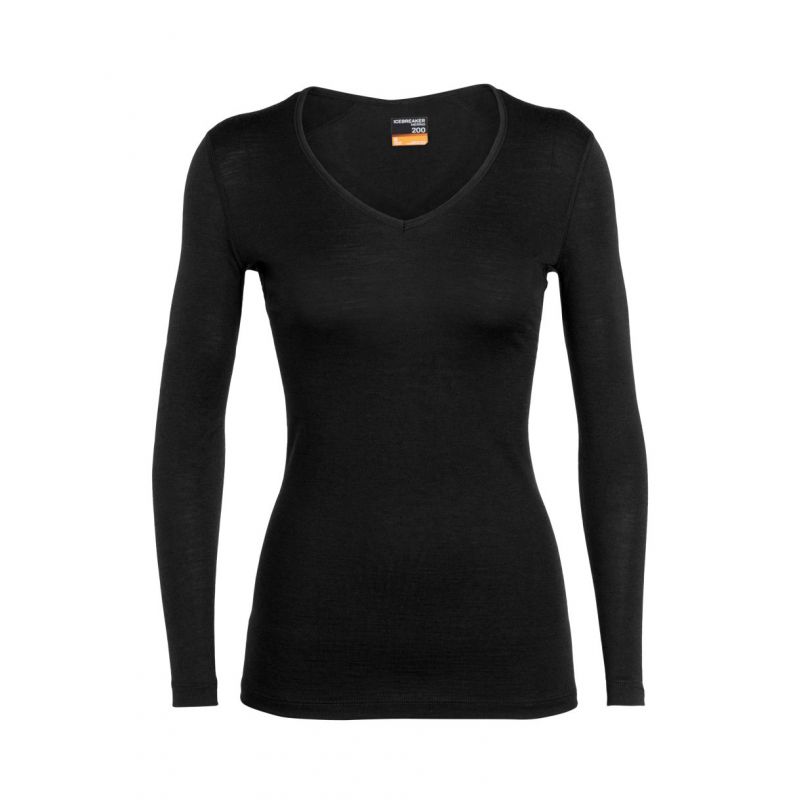 Camiseta técnica Icebreaker 200 Oasis Ls V (negra) para mujer