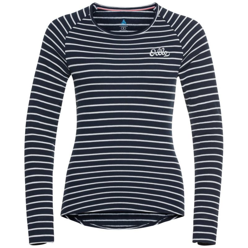 Camiseta Odlo Active Warm Originals Eco Stripe (zafiro oscuro - Odlo gris plata) Mujer