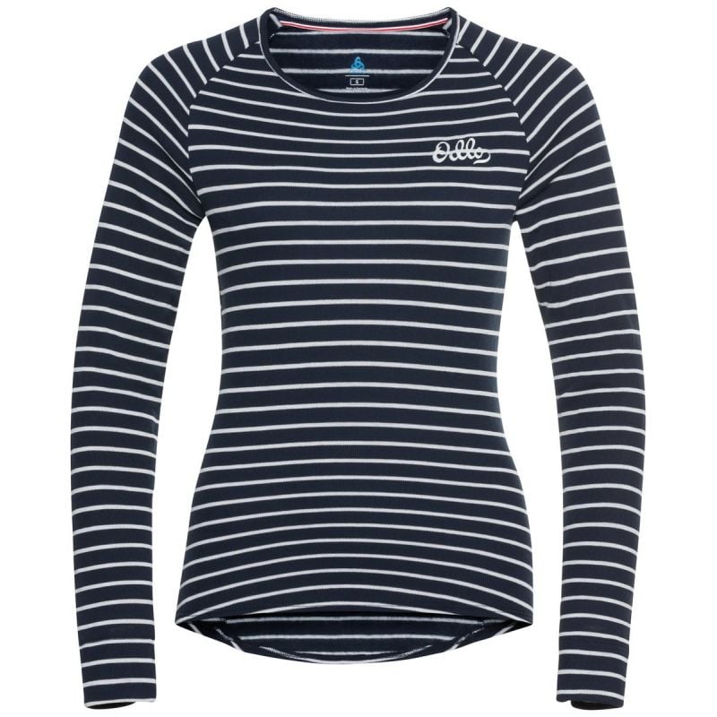 T-shirt Odlo Active Warm Originals Eco Stripe (Dark sapphire - Odlo silver grey) Donna
