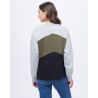 W Treefleece Chevron Crew Tentree Hi Rise Grey Heather/Olive Night Green/Meteorite Black