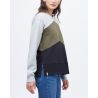 W Treefleece Chevron Crew Tentree Hi Rise Grey Heather/Olive Night Green/Meteorite Black