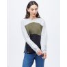 W Treefleece Chevron Crew Tentree Hi Rise Grey Heather/Olive Night Green/Meteorite Black