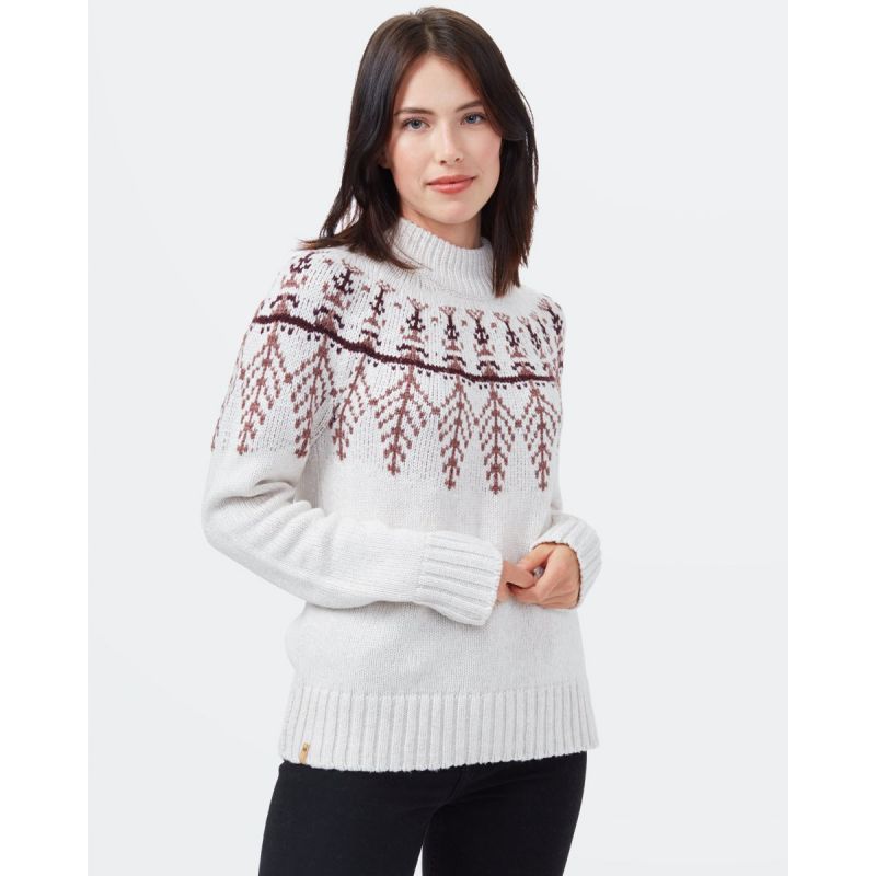 Women's Tentree Highline Wool Intarsia Sweater (Oatmeal Heather/Mesa Red/Mulberry)