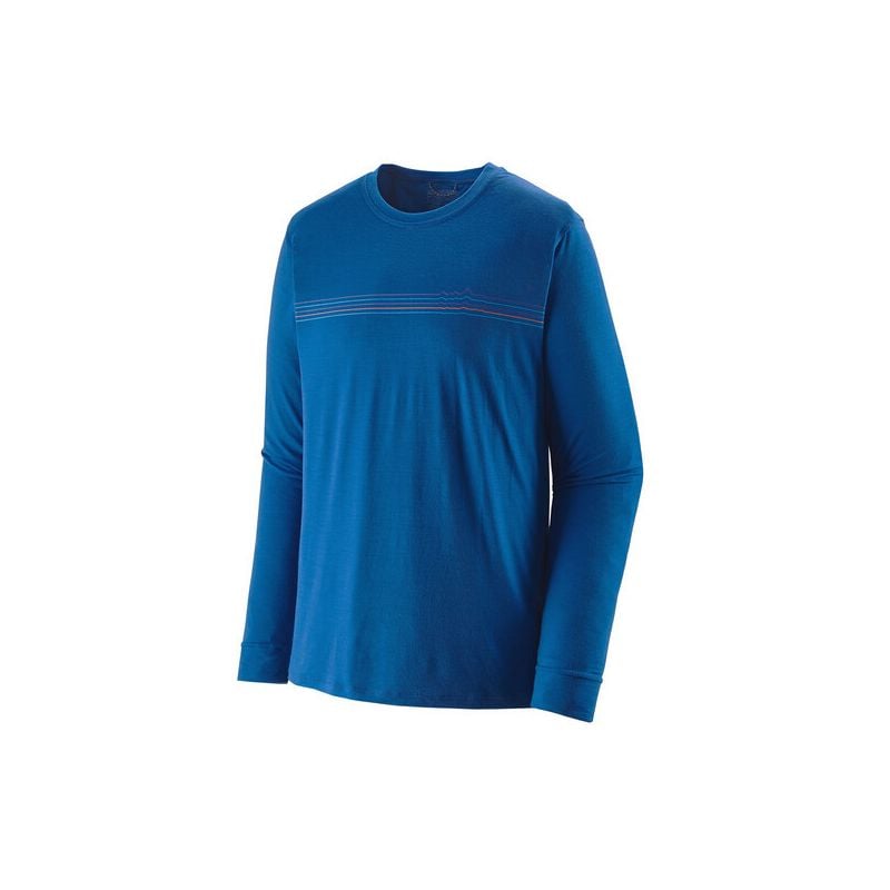 Teknisk topp Patagonia Cap Cool Merino grafisk skjorte (Fitz Roy Fader/ Alpine Blue) mann