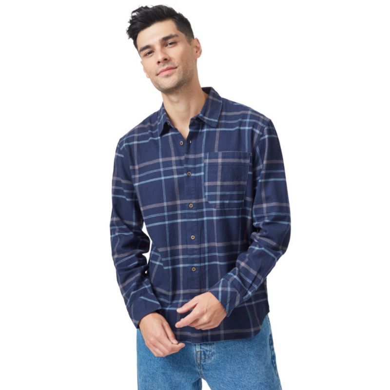 Tentree Benson Flannel Shirt (Meteorite Black Spruce Plaid) uomo