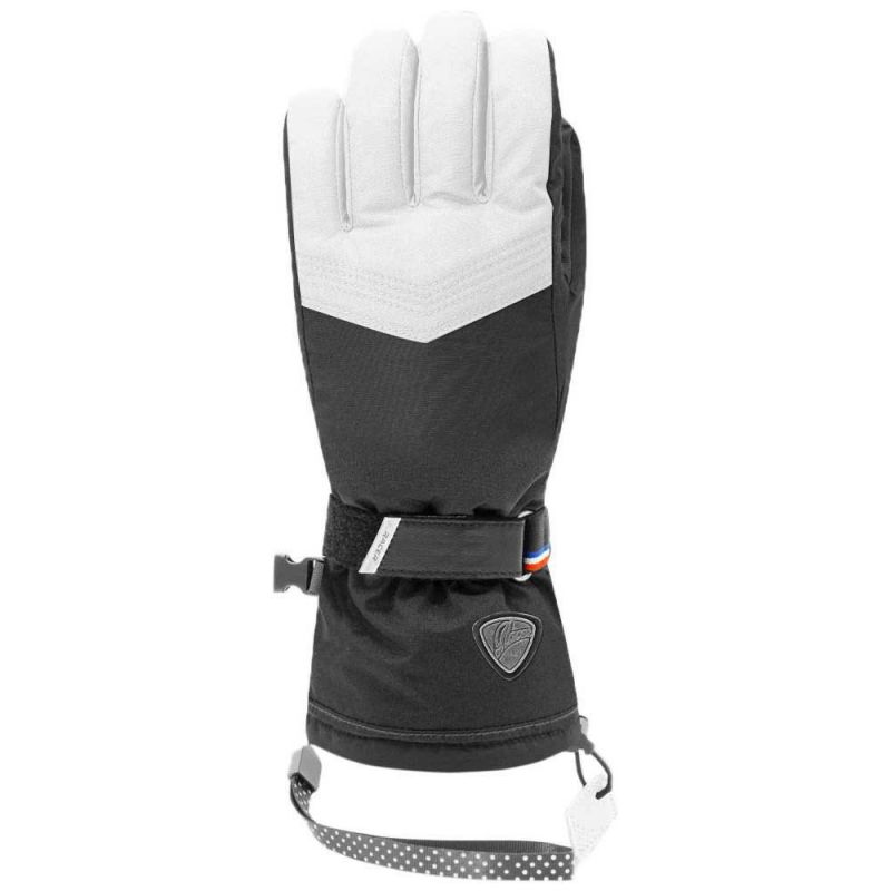 Dames ganzendons ski racer handschoen (ZWART-WIT)