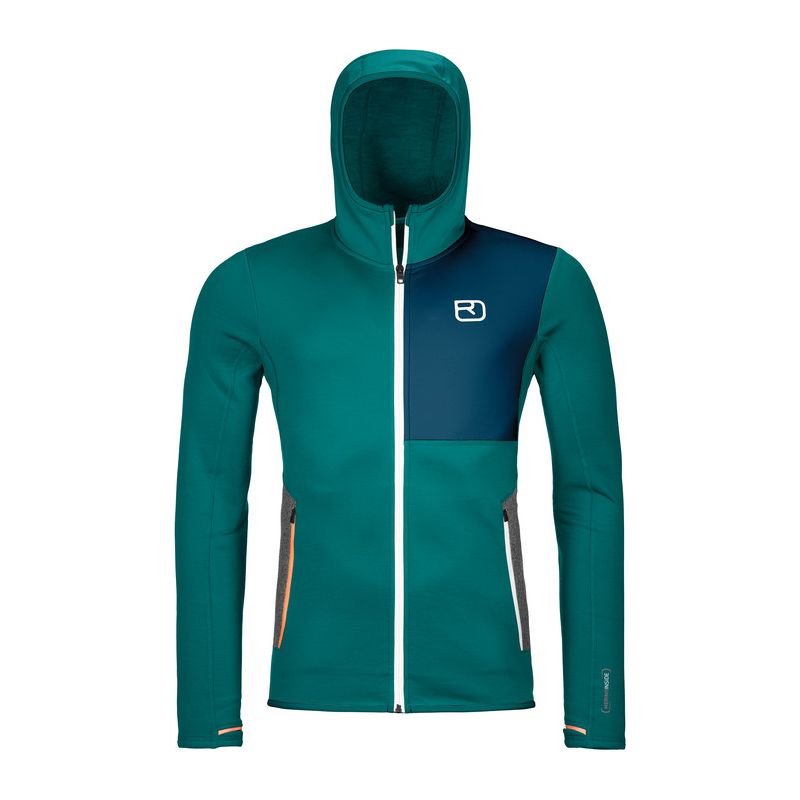 Polar Ortovox Fleece hættetrøje (Pacific green) mand