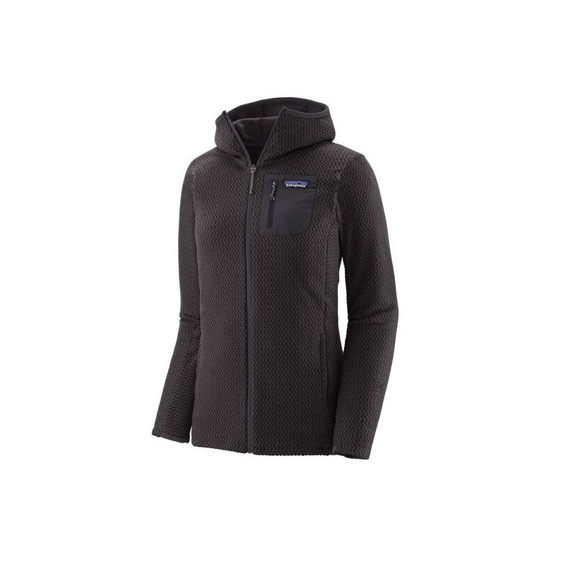 Donna Patagonia R1 Air Felpa con cappuccio a zip intera (nero) in pile