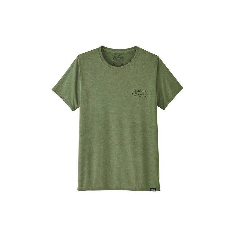 T-shirt PATAGONIA W's Cap Cool Daily Graphic Clean Climb Bloom (sedge green x-dye) femme