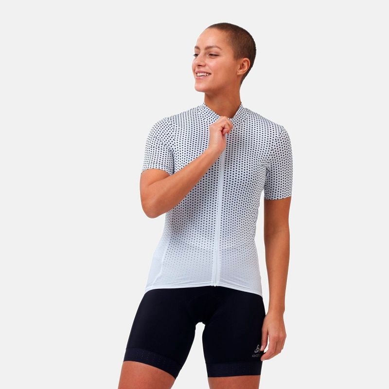 Odlo Maglia da ciclismo da donna con collo full zip Zeroweig (bianco - nero)