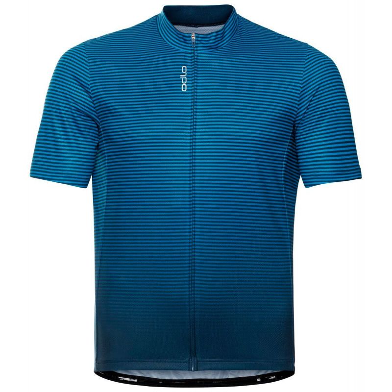 Fahrradtrikot Odlo Collar Full Zip Essential (indigo bunting - blue wing teal) Herren
