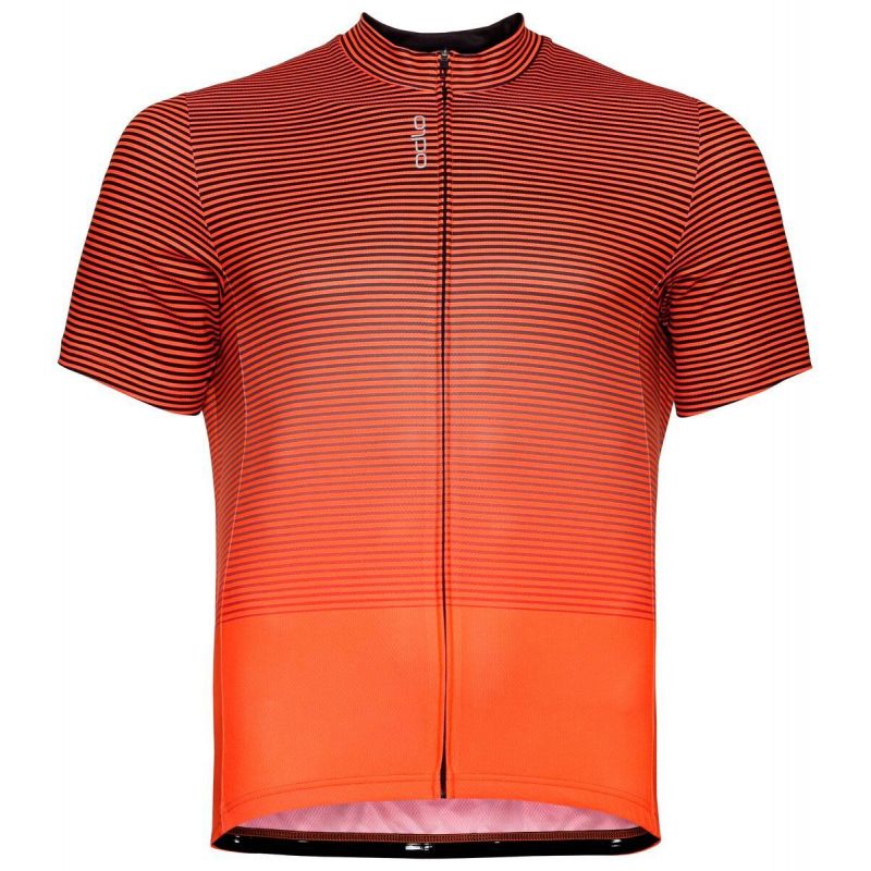 Heren Odlo Kraag Full Zip Essentia Jersey (zwart - oranje)