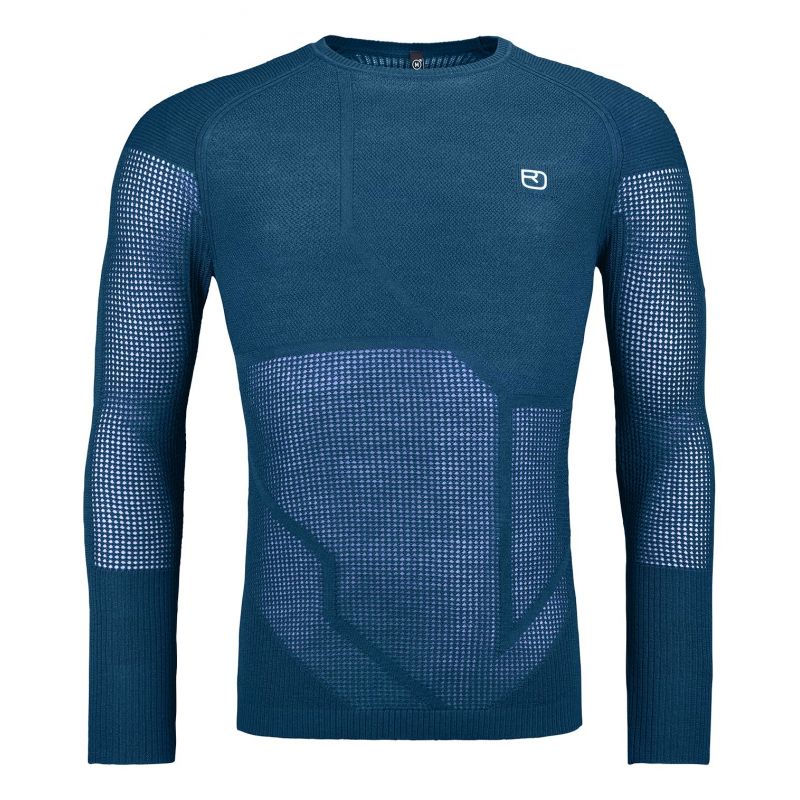 Långärmad T-shirt för män Ortovox Merino Thermovent (Petrolblå)