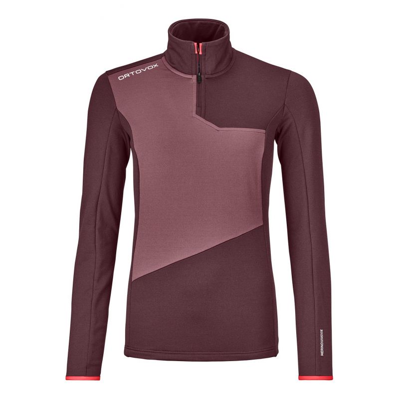 Pull polaire ORTOVOX Fleece Light Zip Neck (winetasting) femme
