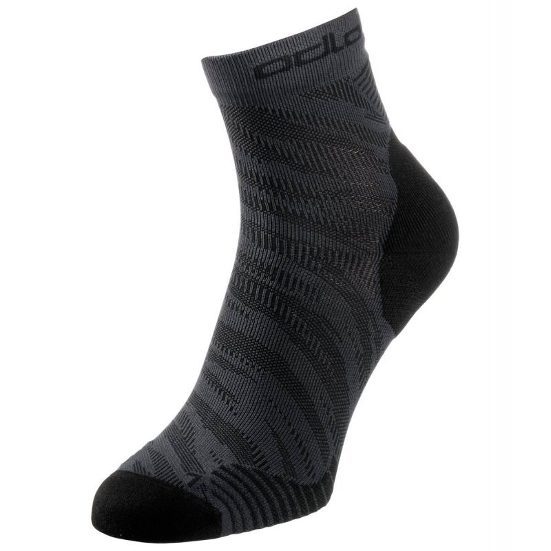Quarter Socks Odlo Ceramicool Run Graphic (Grijs - zwart)