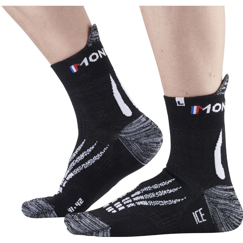 Chaussettes de Trail/Running Monnet Run Ice (NOIR BLANC)