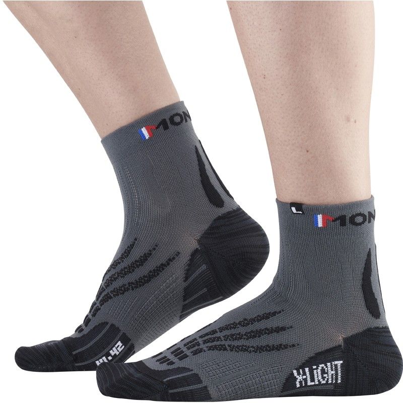 Trail/juoksusukat Monnet Run X-light (MUSTA HARMAA)