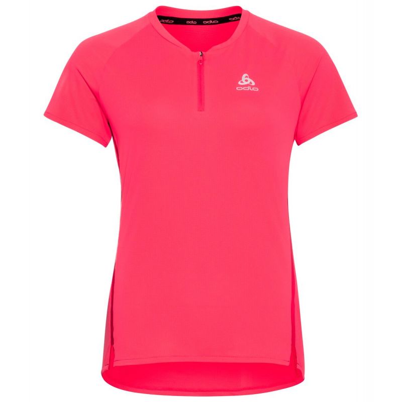 T-shirt Trail 1/2 Zip ODLO Axalp (paradise pink) Femme