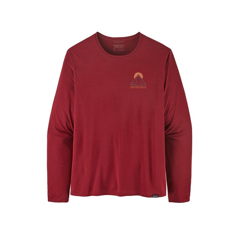 T-shirt PATAGONIA L/s Cap Cool Daily Graphic Shirt (Slow Going: Wax Red X-Dye) homme