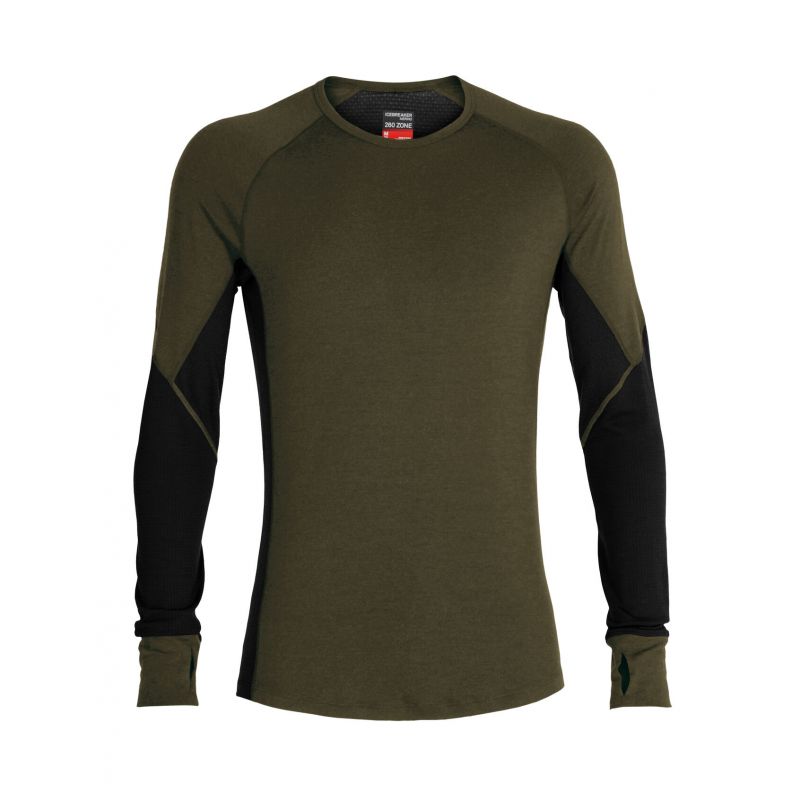 Camiseta interior Icebreaker 260 Zone Ls Crewe para hombre (Loden/negro)