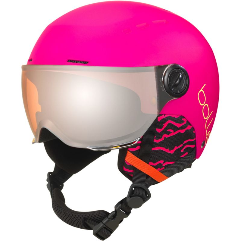 BOLLE QUIZ VISOR - Hiihtokypärä (Hot Pink Matte - Orange Gun Cat 2) Junior